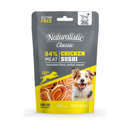 NATURALISTIC CHICKEN SUSHI SNACK PARA PERROS EN BALUSTORE.CL