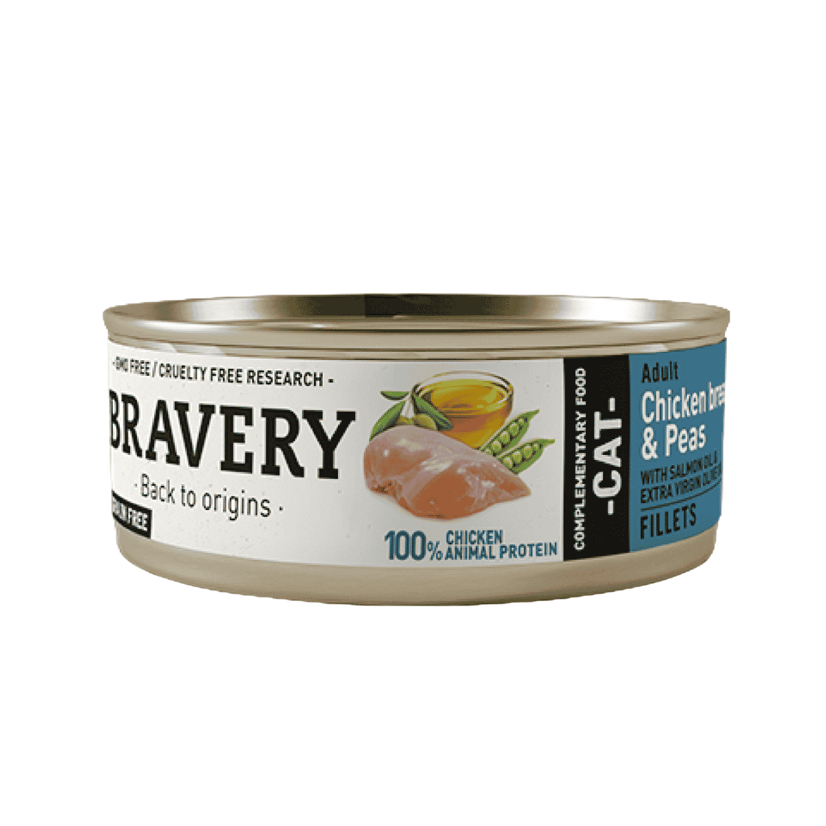 5GA70002_01.png Bravery Para Gatos Pollo Y Arvejas Lata 70 Gr - Imagen 1