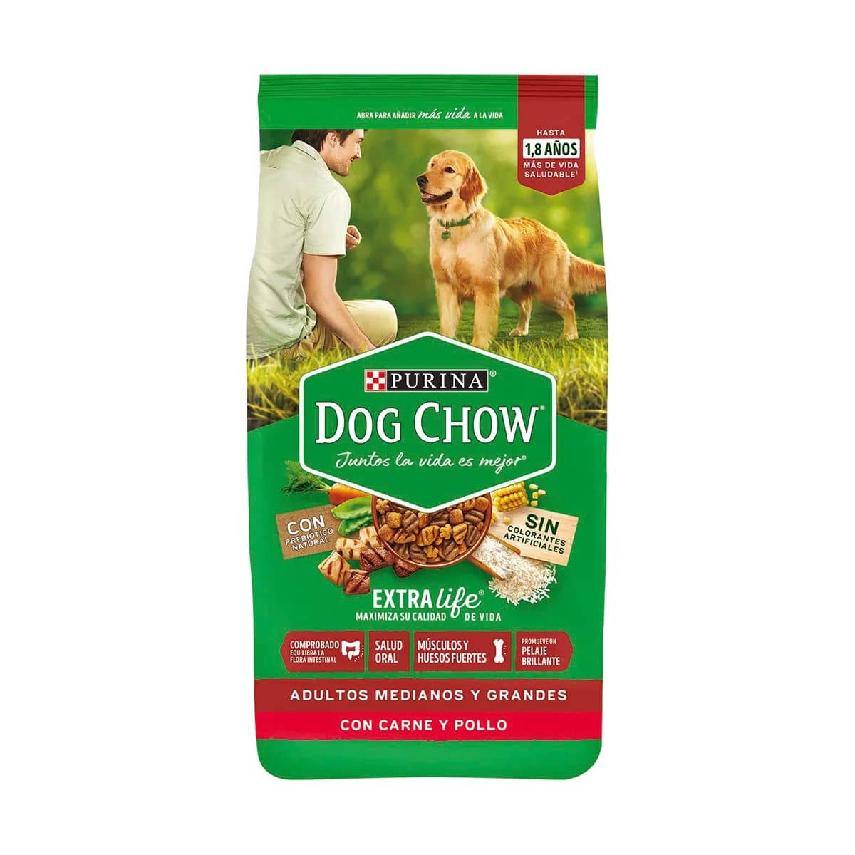 12381386 Dog Chow Adulto Mediano Grande Carne y Pollo 18 Kg - Imagen 1