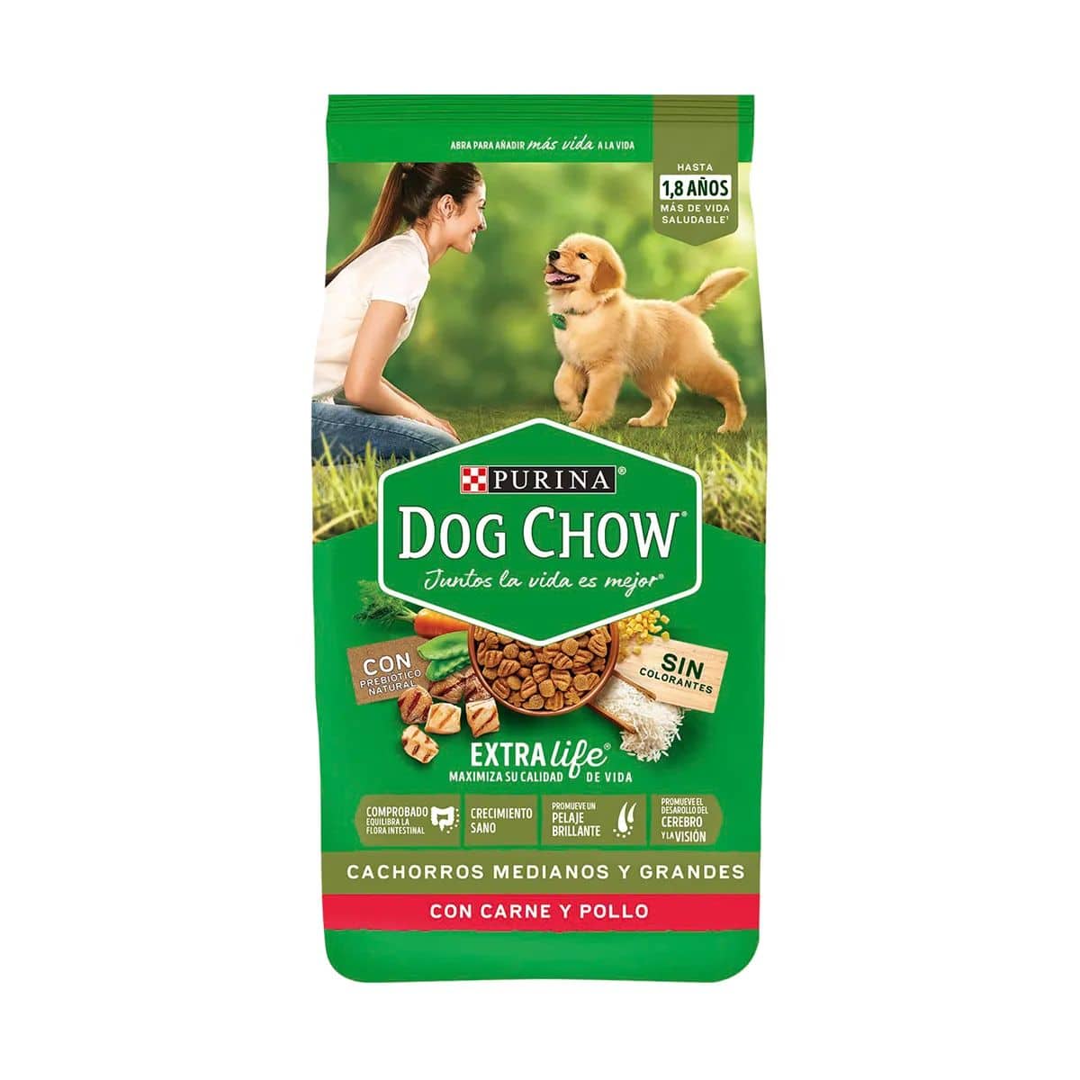 12460618 Dog Chow Cachorro Mediano Grande Carne y Pollo 3 Kg - Imagen 1