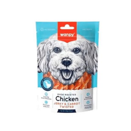 Wanpy Chicken Jerky Carrot Sticks snack para perros de pollo y zanahoria 100 g