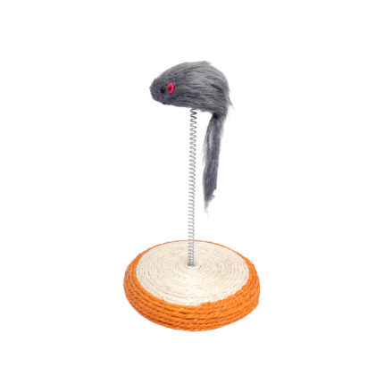 Rascador con resorte y ratón en balustore.cl