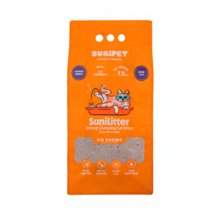 SUNILITTER ARENA CON CARBON SIN AROMA 7,5 KG EN BALUSTORE.CL