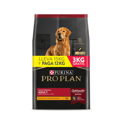 PRO PLAN ADULTO RAZA MEDIANA 12 KG + 3 KG