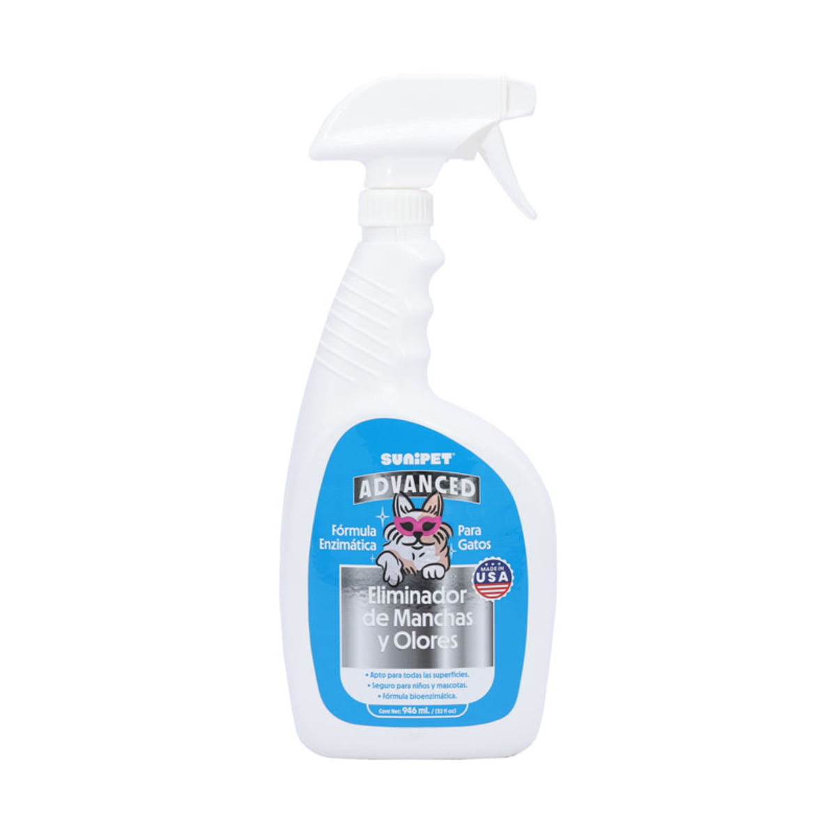 spspe033 (1) Sunienzimático Gato Eliminador de Olores y Manchas 946 Ml - Imagen 1