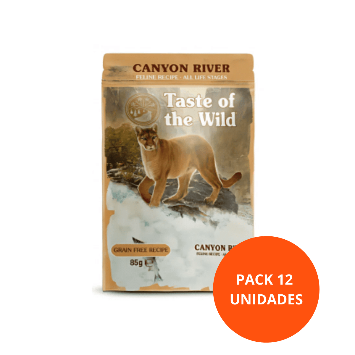 PACK 12 UNIDADES (2) Taste Of The Wild Canyon River Gato - Pouch 85 Gr Pack 12 unidades - Imagen 1