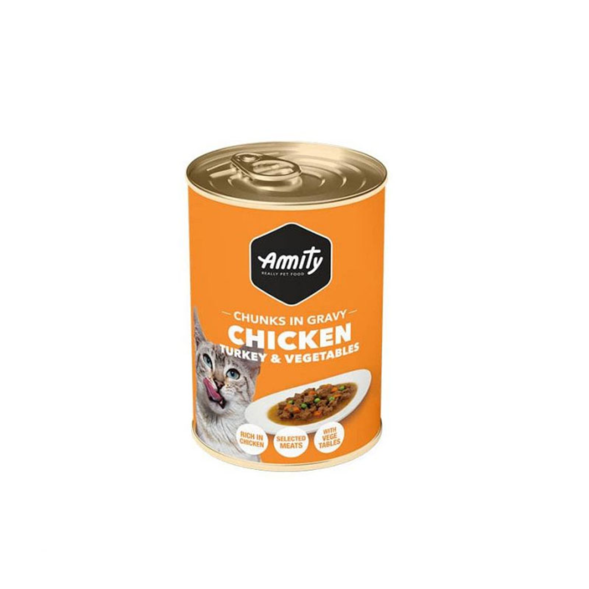 5GA41502 AMITY POLLO PAVO VEGETALES GATO ADULTO LATA 415 GR - Imagen 1