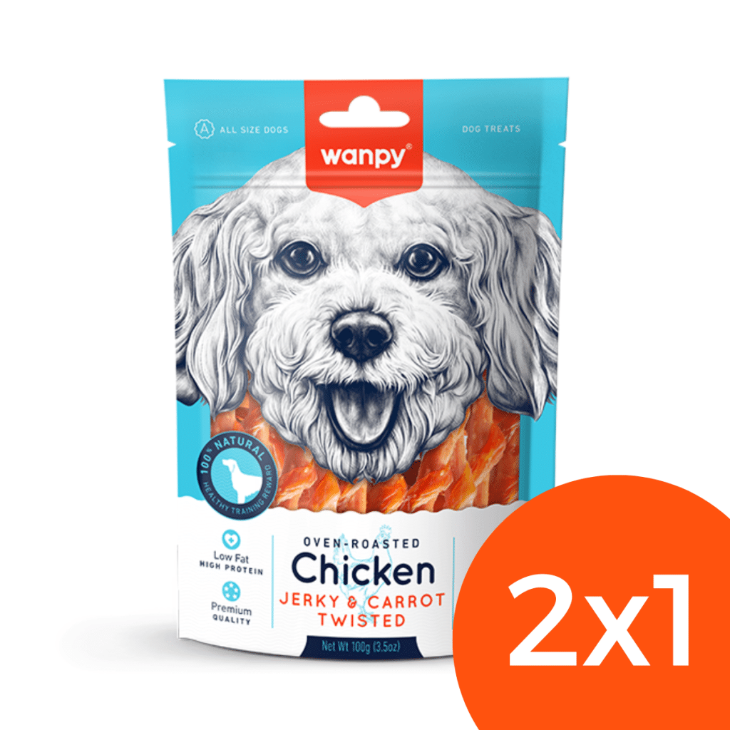 Wanpy Chicken Jerky Carrot Sticks snack para perros de pollo y zanahoria 100 g